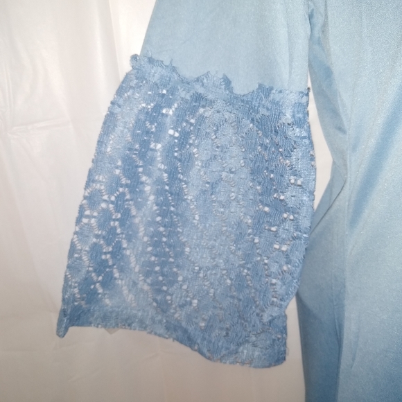 Manhattan Blues Shift Dress Jersey Style Light Grey Blue Summer Party Ruffles - Picture 5 of 16